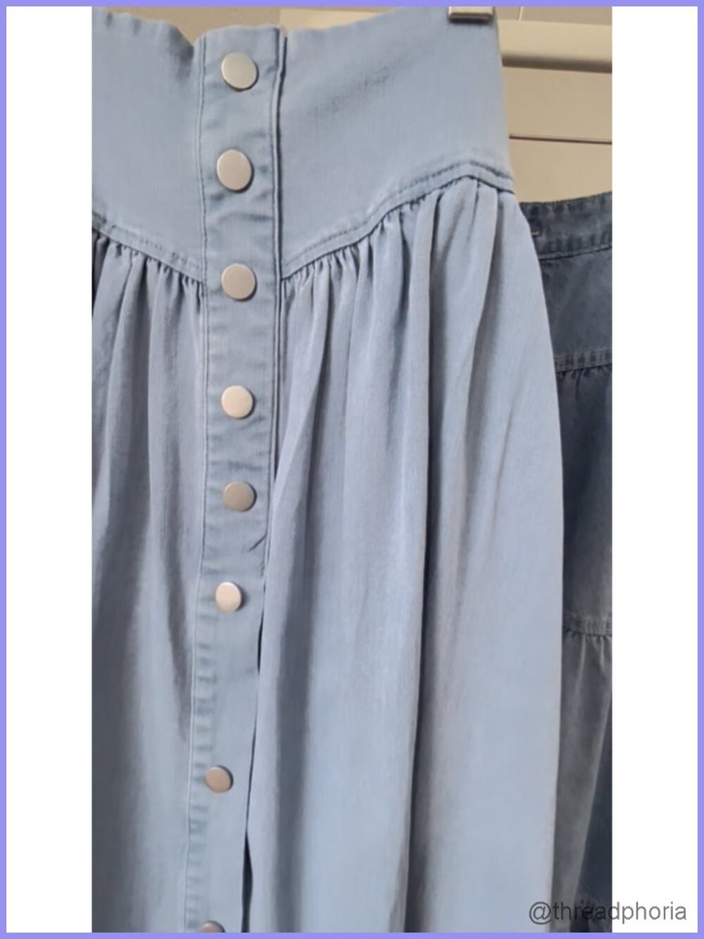 High Waist Button Down Long Denim Maxi Skirt A-Line Swing with Pockets - Picture 6 of 6